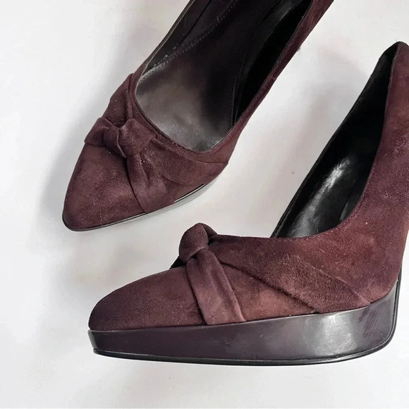 Lauren Ralph Lauren Chocolate Brown Suede Platform Pumps High Heels Size 7.5 - Picture 5 of 15